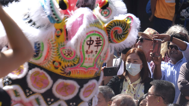 People celebrate Chinese New Year in Melbourne on Sunday.