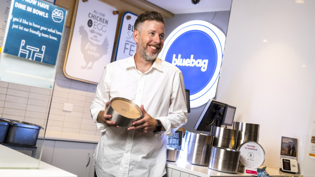 Jamie Forsyth with one of his returnable bowls. 