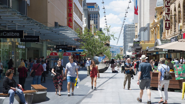 Adelaide's Rundle Mall. South Australia has overtaken Queensland.