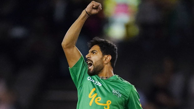 Star turn: Haris Rauf will return from Pakistan on Thursday and will face the Sixers in Friday night's decider.