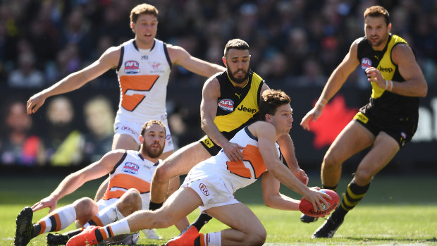 The Giants were beaten in every department in their AFL grand final debut.