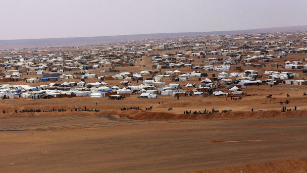 The remote Rukban refugee camp near the Syria-Jordan border was cut off from humanitarian support for months at a time during 2018.