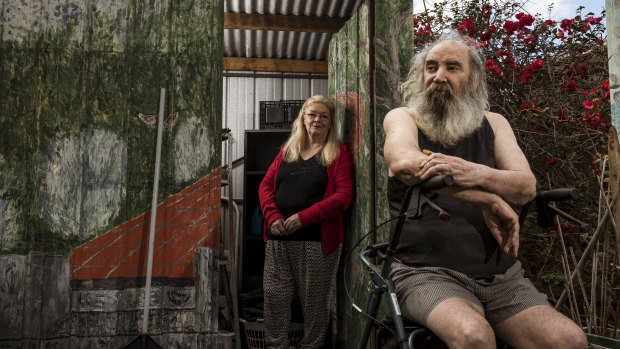 Public housing tenants Meredith Munro and Jason York want solar panels built on the roof of their sheds. 