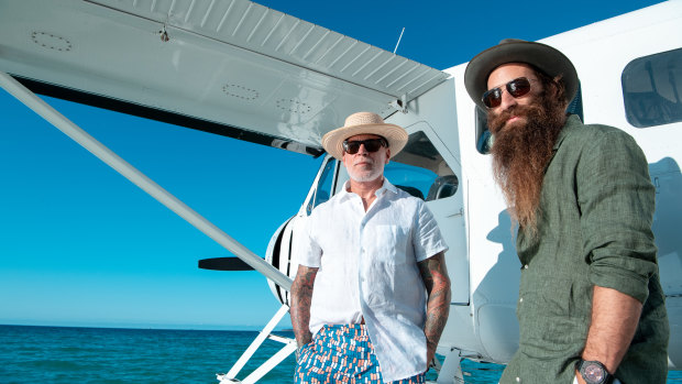 Nick Wooster and Jimmy Niggles at the launch of Hamilton Island Race Week this week.