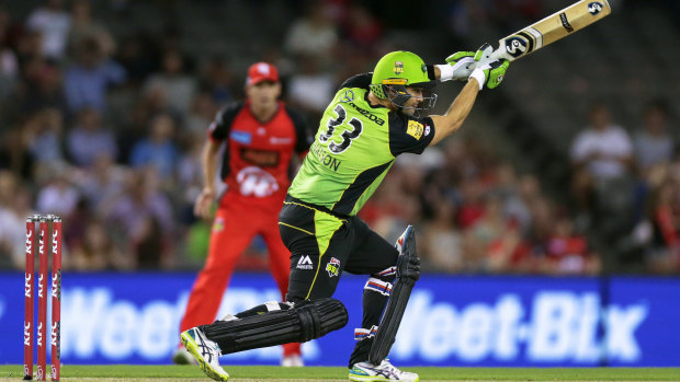 Over and out: Thunder's Shane Watson is caught driving to cover.