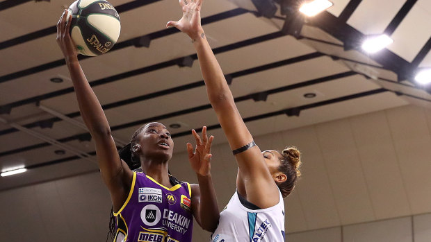 Ezi does it: Melbourne Boomers' Ezi Magbegor turned on another masterclass but it wasn't enough to secure the points for her team.