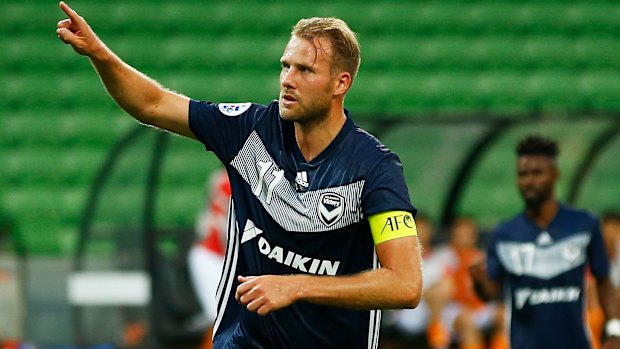 Ola Toivonen celebrates after scoring the only goal of the game from the penalty spot.