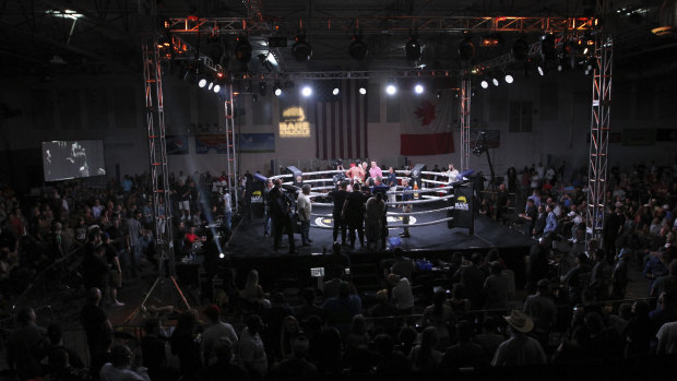 Packed rink: A capacity 2000 people attended the Bare Knuckle Fighting Championship in Cheyenne.
