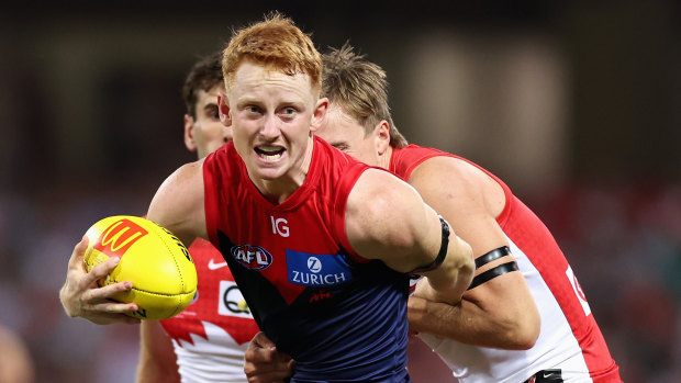 Jack Bowey of the Demons with the ball