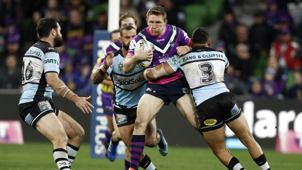 Unhappy farewell: Storm's Ryan Hoffman may have played his last game in the NRL.