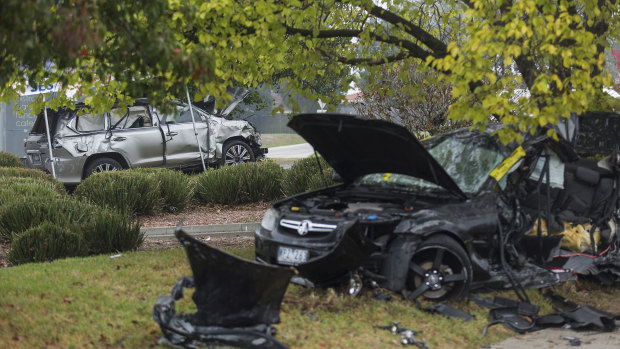 The two cars after the fatal crash.