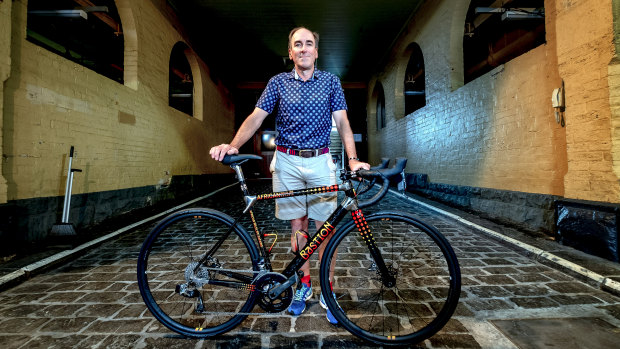 Worth every cent: Stephen Cameron, pictured at the Handmade Bicycle Show held at the Meat Market in North Melbourne, paid $22,000 for his bespoke bicycle.