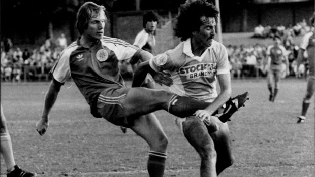 Back in the day: Brisbane City, the 'Gladiators' in action against the Sydney Olympians during the 1982 NSL season.