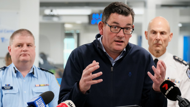 Premier Daniel Andrews at the State Control Centre in  Melbourne today.