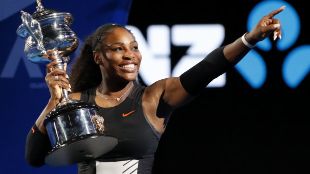 Her last major: Williams after winning the 2017 Australian Open.