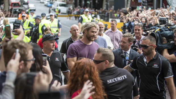 Chris Hemsworth attracted the crowds when Thor:Ragnarok shot scenes in Brisbane's CBD in 2016.