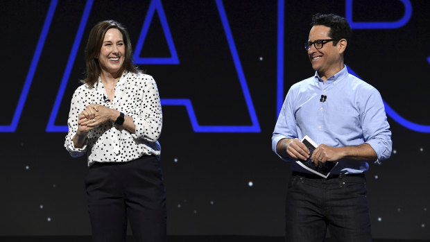 Lucasfilm president Kathleen Kennedy and Star Wars producer J.J. Abrams at D23.