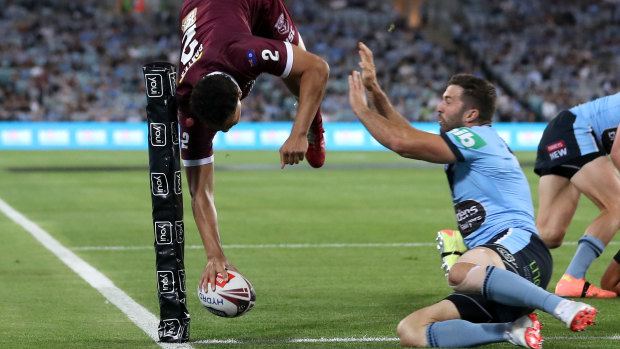 Xavier Coates scores an incredible try during last year’s Origin series.