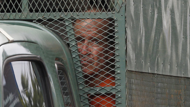 James Ricketson arrives at a Cambodian court.