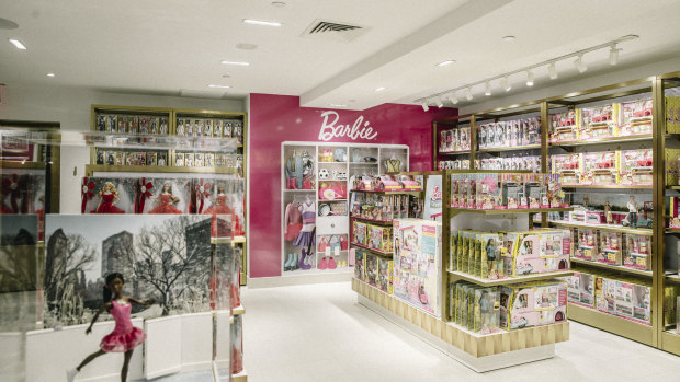 Barbies on display at an F.A.O. Schwarz store in Manhattan, New York.