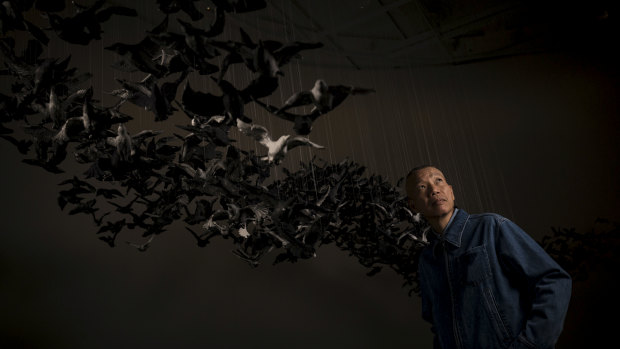The birds took six months to make and another month to hang in the gallery.