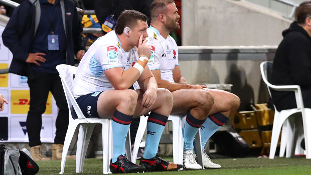 Angus Bell (red card) and Jamie Roberts (yellow) both sat out periods of the Waratahs’ round 10 loss to the Chiefs.