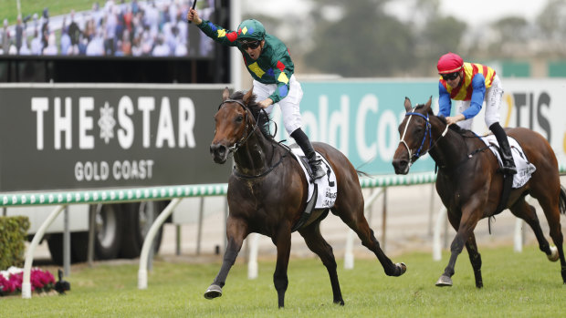 Alligator Blood streets away with the Magic Millions Guineas.  