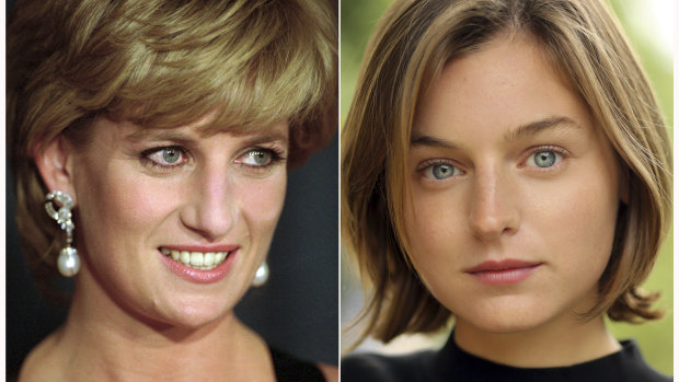 Young British actor Emma Corrin, right, is set to play the late Princess Diana. 