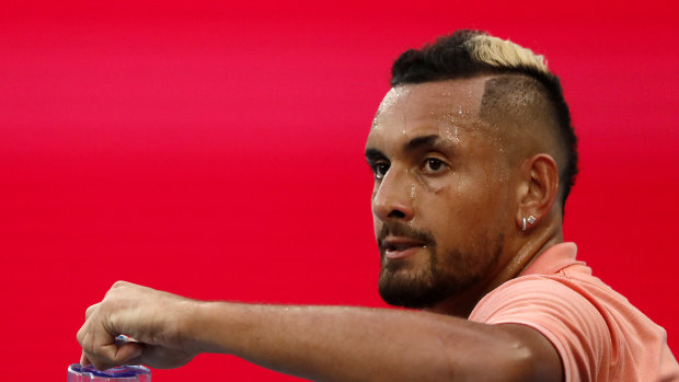Kyrgios appeared to injure his upper right leg in the first set.