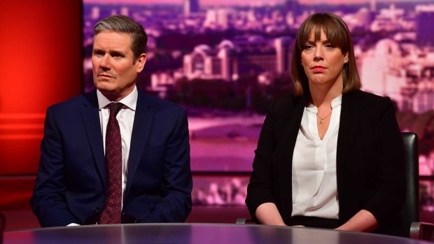 Sir Keir Starmer and Jess Phillips appear on The Andrew Marr Show on January 5, 2019 in London.