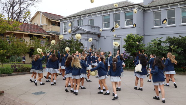 It's not a VCE results day blog unless there is at least one photo of students throwing hats into air. 