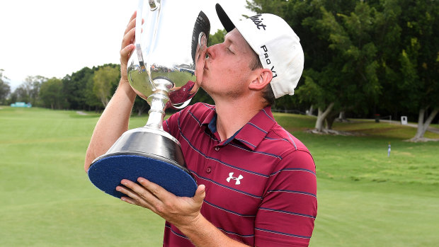 Cameron Smith celebrates his Australian PGA win in 2017.