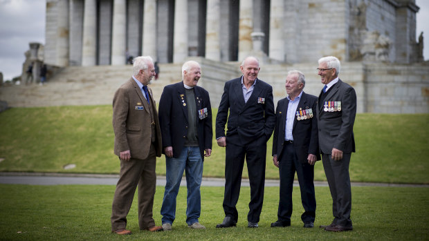 1st Battalion veterans and mates Perry Neil, Ian McCartney, Greg Cummins, Hilton Cother and Tom Loughridge.