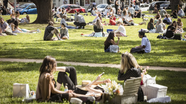 Catching up with friends in parks became a feature of Melbourne in 2020.