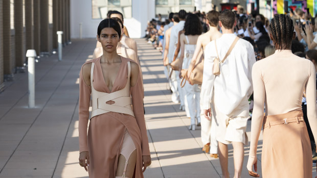 Dion Lee's New York Fashion Week show was held on the roof of a school on Manhattan's trendy Lower East Side.