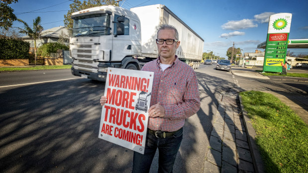 Williamstown Road resident Graeme Hammond: "Now is the time to get trucks out of bloody residential streets."