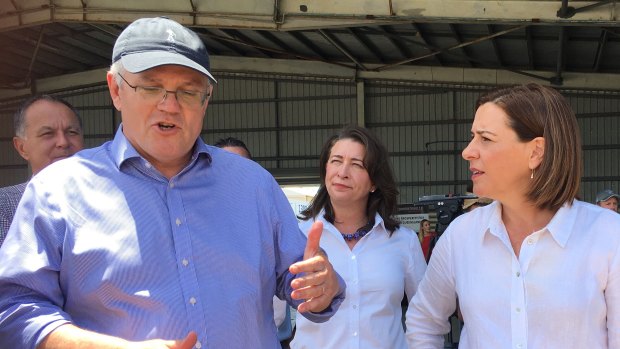 Prime Minister Scott Morrison joins LNP Leader Deb Frecklington in Townsville on Wednesday.