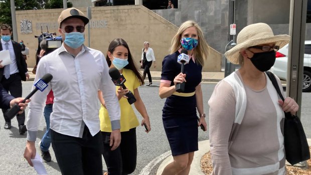 Trent Thorburn (left) and mother Julene Thorburn (right) leave Beenleigh Magistrates Court on Wednesday.