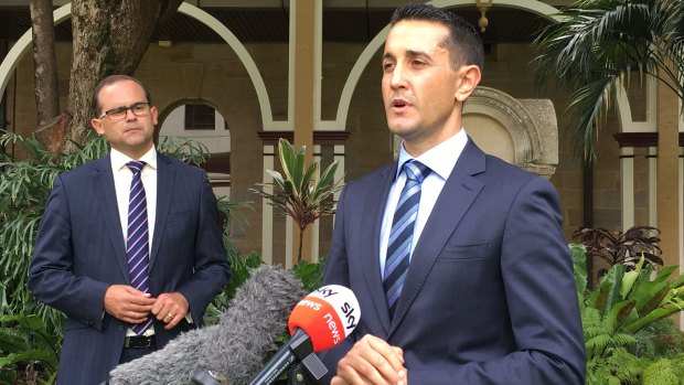 LNP leader David Crisafulli (right) and his deputy, David Janetzki, in Brisbane.