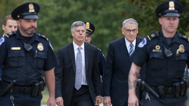 Ambassador William Taylor arrives to testify as part of the Democrats' impeachment investigation of President Donald Trump at the Capitol in Washington, DC. 