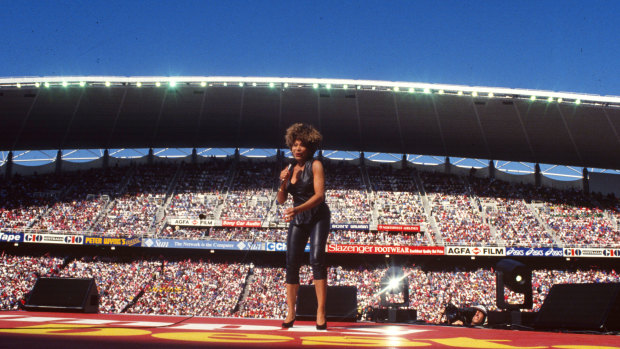 Tina Turner performs at the 1993 grand final.
