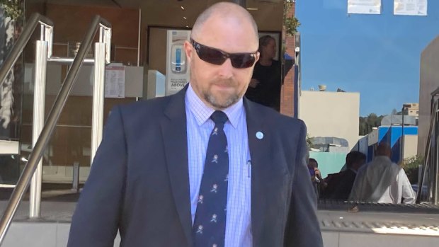 Detective Senior Sergeant Anthony Buxton leaves Toowoomba Courthouse on Thursday afternoon.