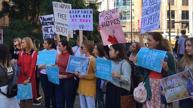 Pro-life supporters arrived at the end of the march and began to "debate" with protesters. 