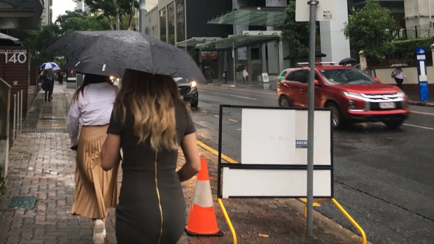 The wet weather in Brisbane on Tuesday morning.