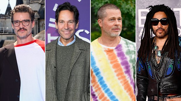 Hollywood Peter Pans: Pedro Pascal, 50; Paul Rudd, 56; Brad Pitt, 61; Lenny Kravitz, 61.