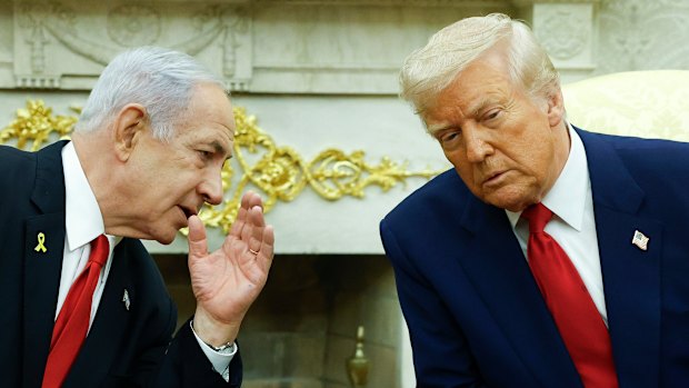 Israeli Prime Minister Benjamin Netanyahu with Donald Trump in the Oval Office.