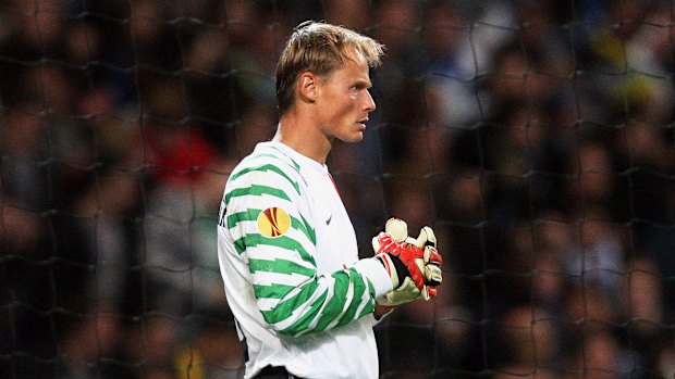 Juventus’ goalkeeper Alex Manninger watches on during their Europa League Group A soccer match against Manchester City in 2010.