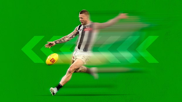 Anaerobic athletes, such as Collingwood’s Jordan De Goey, will find there’s little time to rest and recover for repeat efforts.