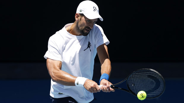 Novak Djokovic prepares for the Australian Open at the weekend.