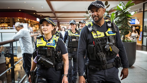  Victoria Police officers and PSO’s on patrol at Highpoint Shopping Centre.